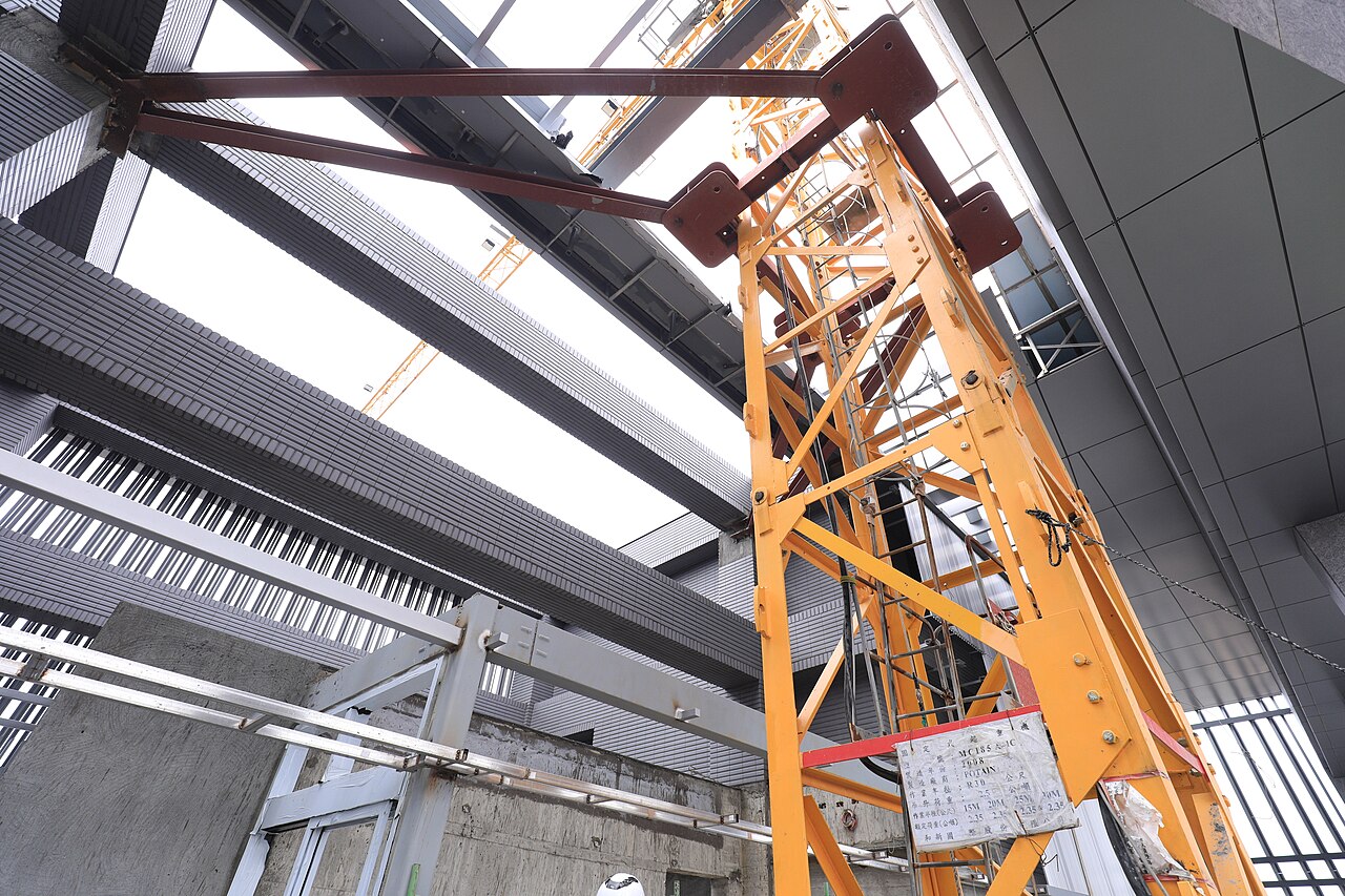 Construction site with tower crane